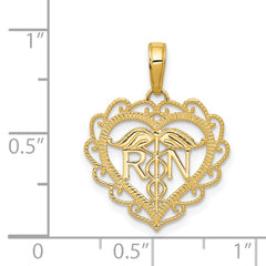 14k RN Registered Nurse Heart Pendant