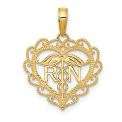 14k RN Registered Nurse Heart Pendant