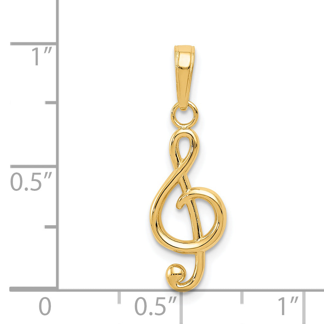 14K Gold Polished Treble Clef Pendant with Open Back Design