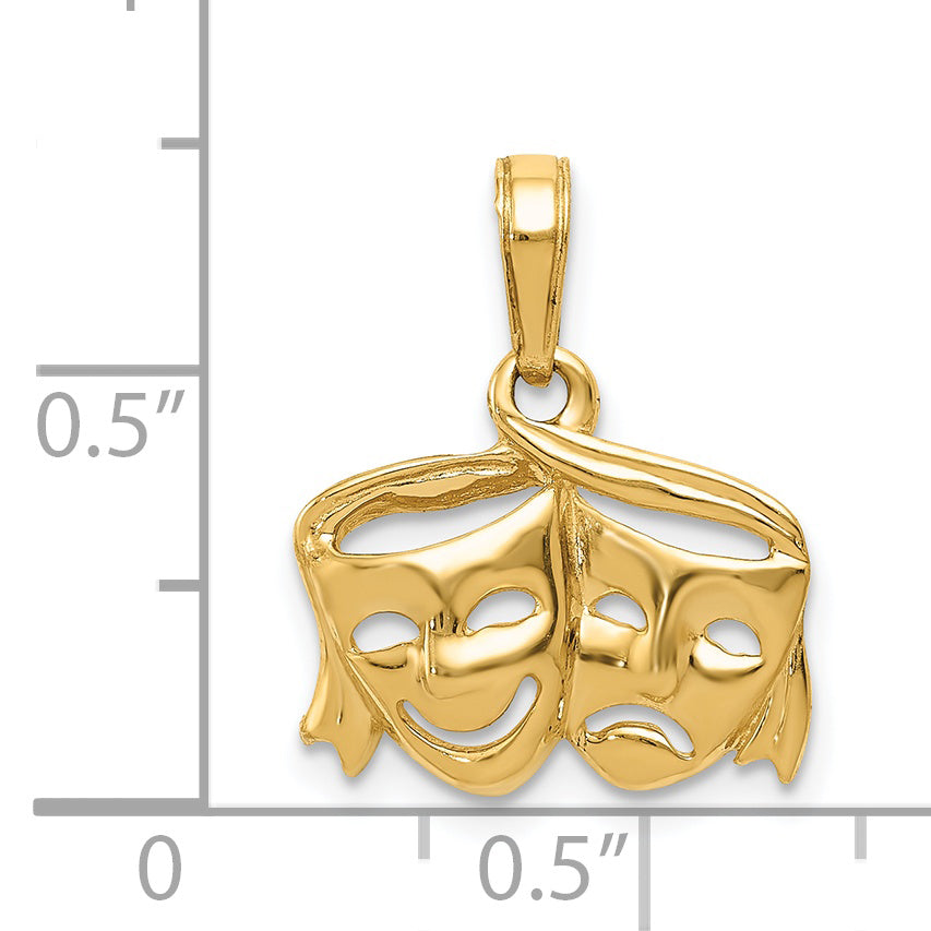 14k Polished Open-Backed Comedy/Tragedy Pendant