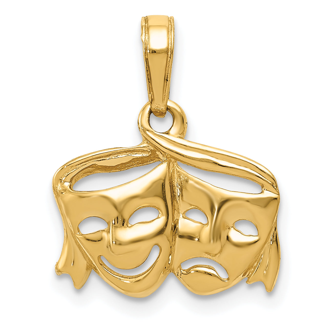 14k Polished Open-Backed Comedy/Tragedy Pendant