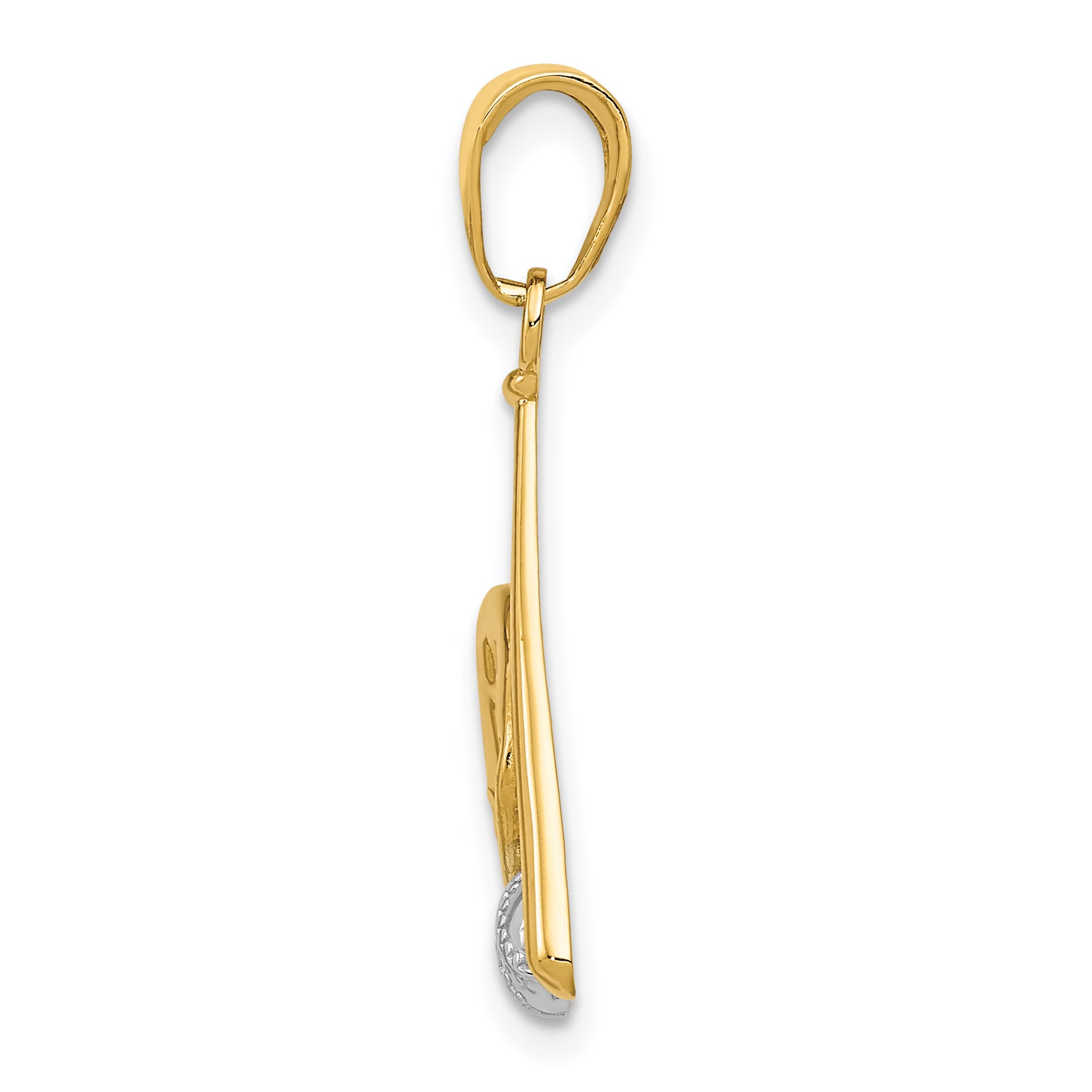 14K Gold Baseball Bat and Glove Pendant with Rhodium Accents  Polished & Textured