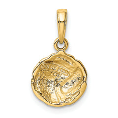 14K Gold Polished Volleyball Charm with Open Back Design