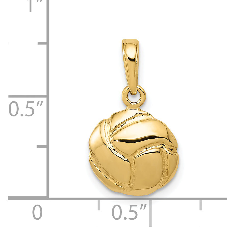 14K Gold Polished Volleyball Charm with Open Back Design