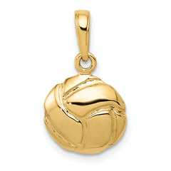 14K Solid Polished Open Back Volleyball Charm