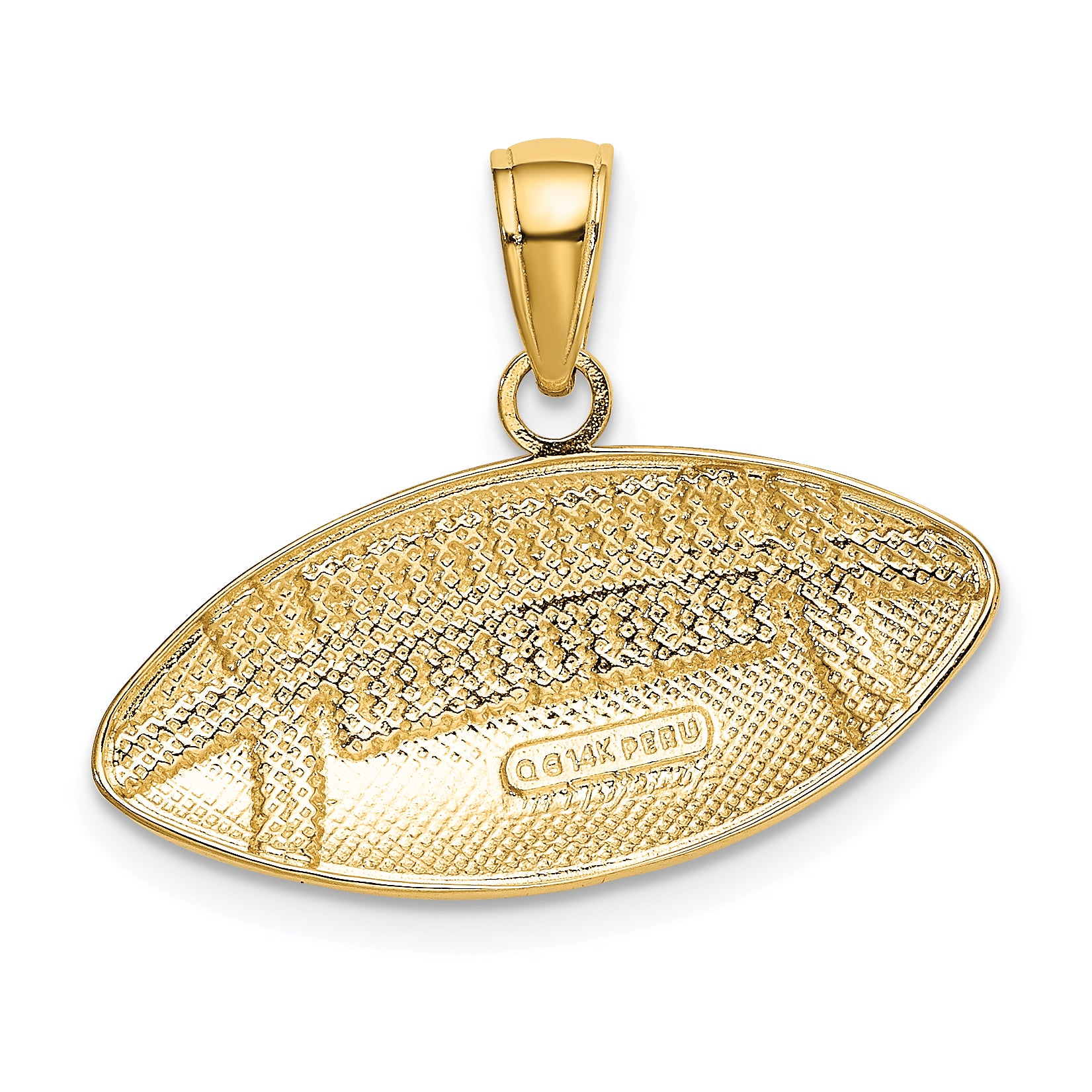 **14K Gold Football Charm for Men  Polished & Textured Sports-Inspired Pendant**