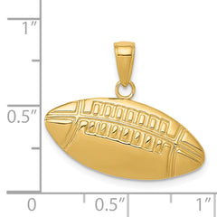 **14K Gold Football Charm for Men  Polished & Textured Sports-Inspired Pendant**