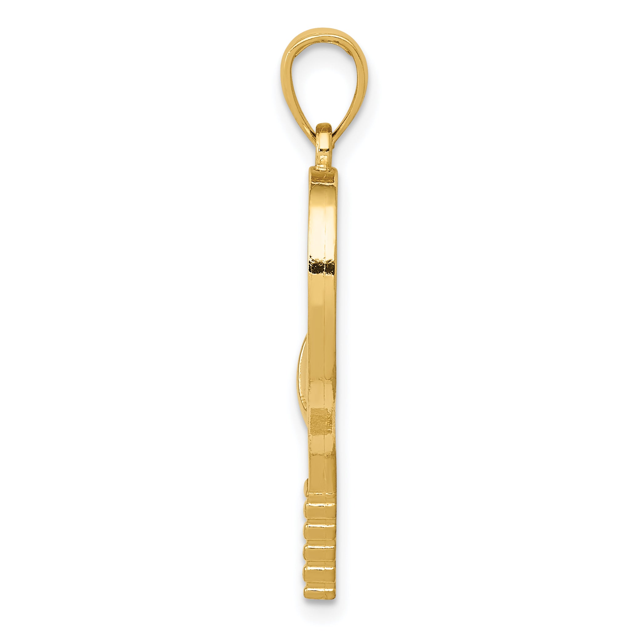 14K Gold Diamond-Cut Tennis Racquet Charm for Men – Solid, Polished & Elegant Sports Pendant