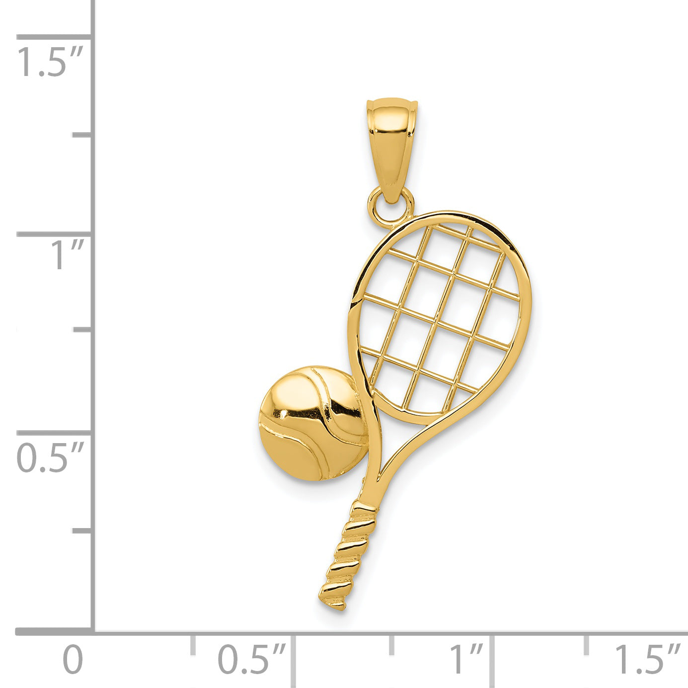 14K Gold Diamond-Cut Tennis Racquet Charm for Men – Solid, Polished & Elegant Sports Pendant