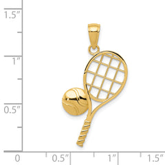 14K Gold Diamond-Cut Tennis Racquet Charm for Men – Solid, Polished & Elegant Sports Pendant