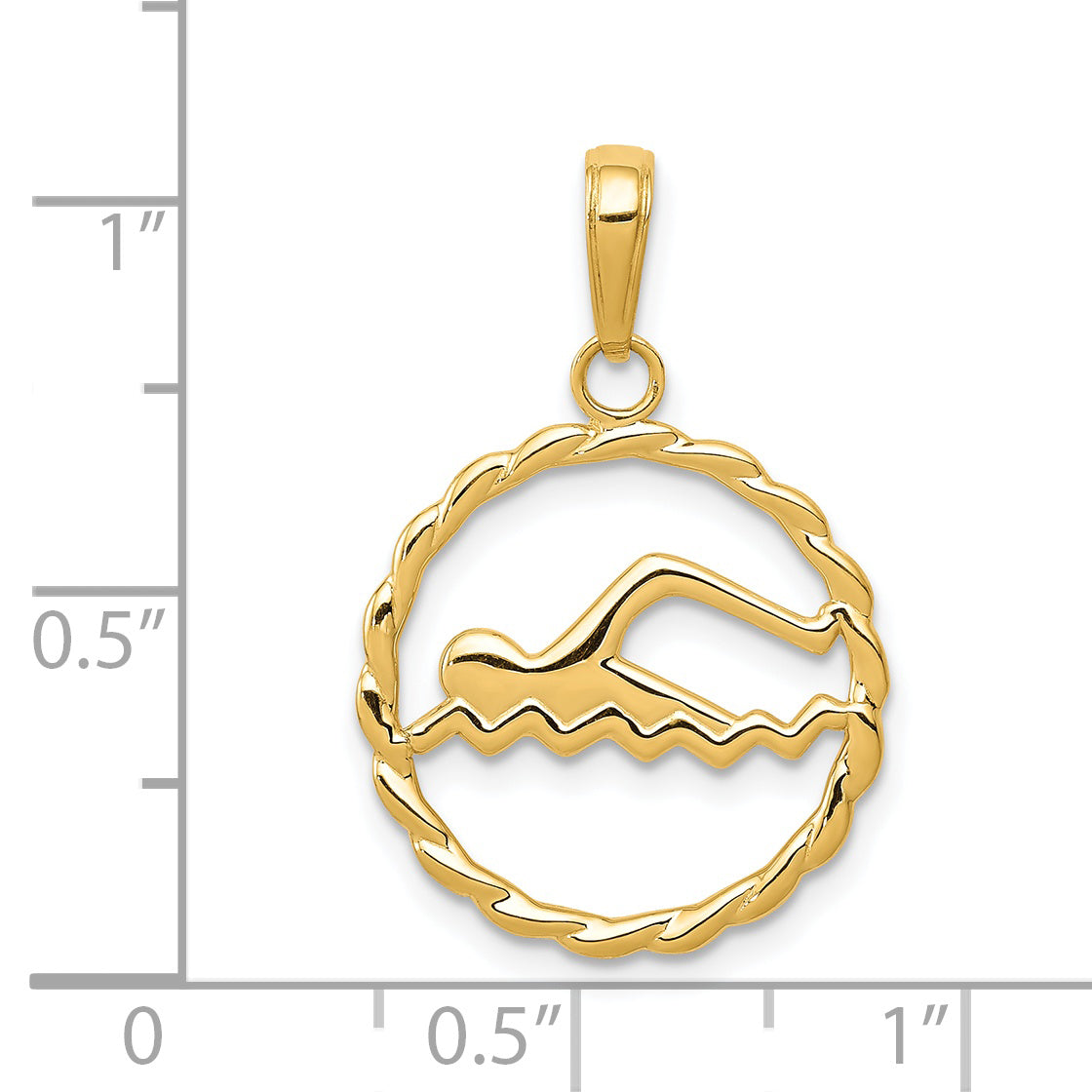 14K Gold Swimming Charm with Polished Finish and Open-Back Design  Elegant and Timeless