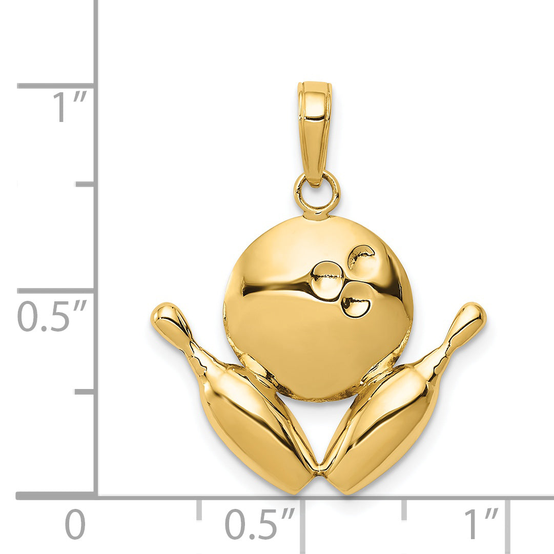 14k Diamond-Cut Bowling Theme Charm