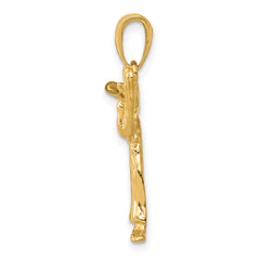 14K Gold Girl Karate Charm with Polished Finish  Elegant Empowerment