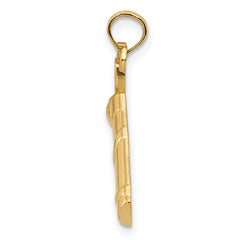 **14K Gold Men's Golf Bag Charm  Polished, Textured, Elegant Design**