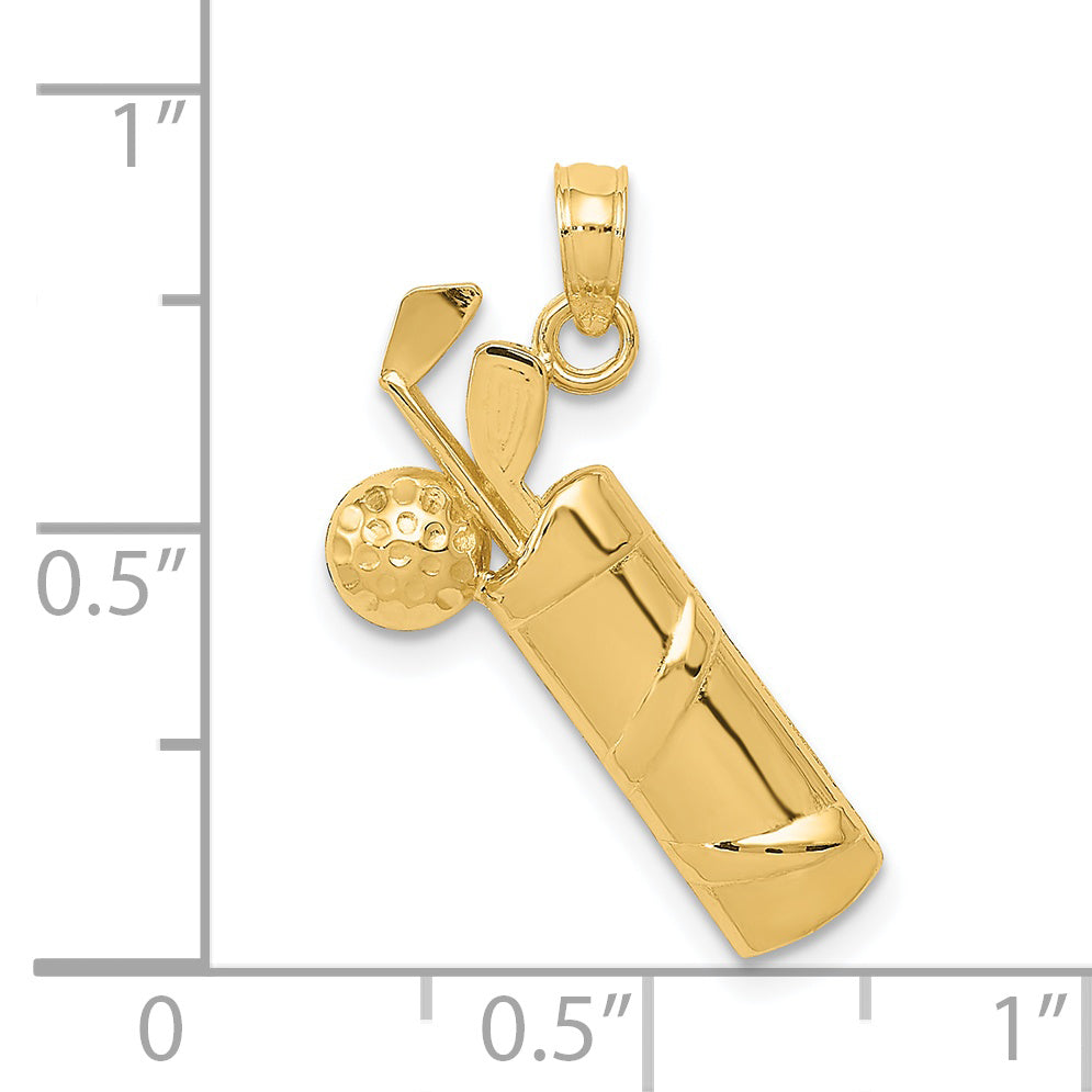 14k Polished Golf Bag Charm