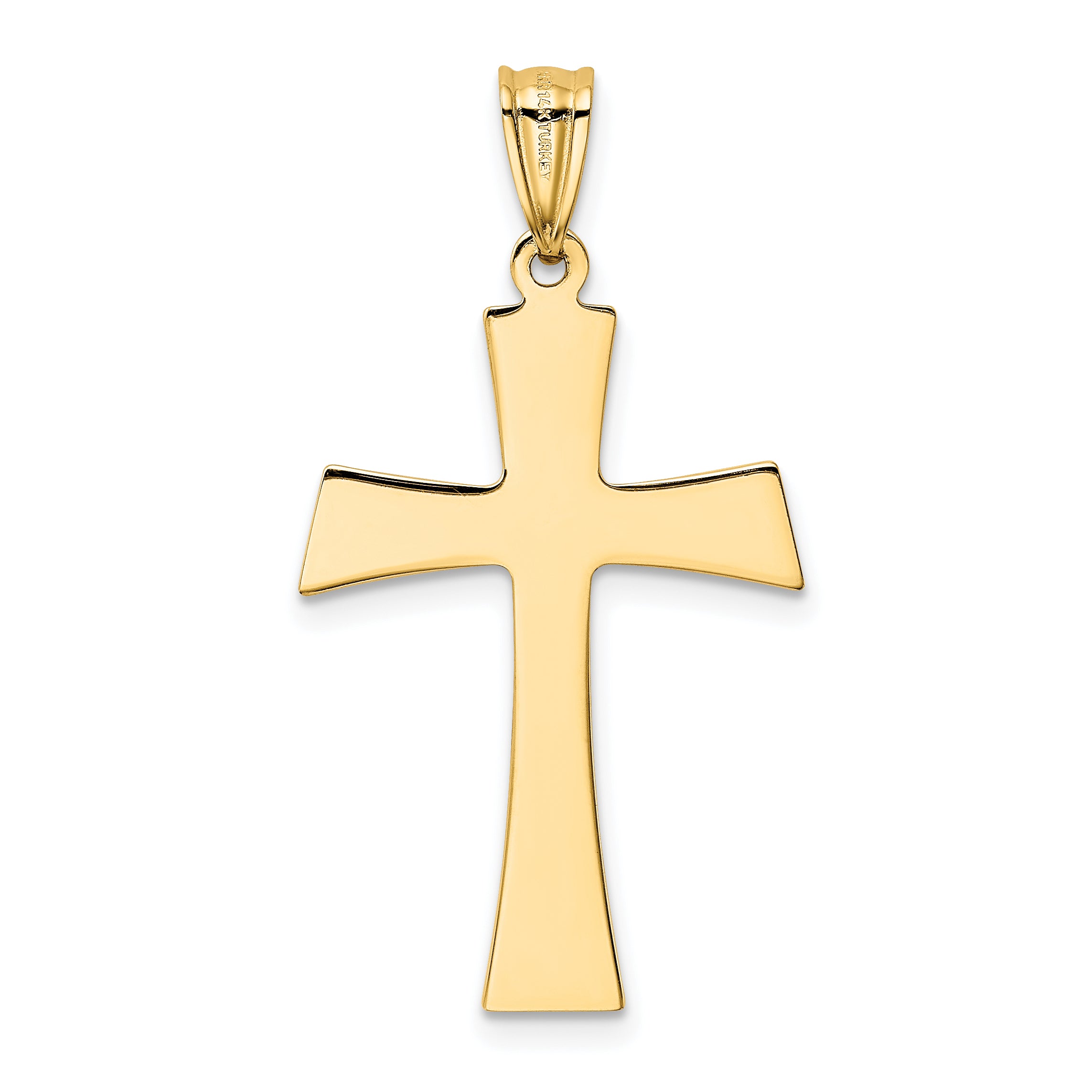 14K Yellow Gold Cross Pendant with Rhodium Accents Semi-Solid, Polished Elegance.