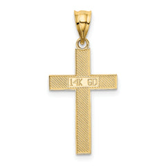 14K Gold Cross Pendant with Textured Back and Polished Finish  Timeless Elegance