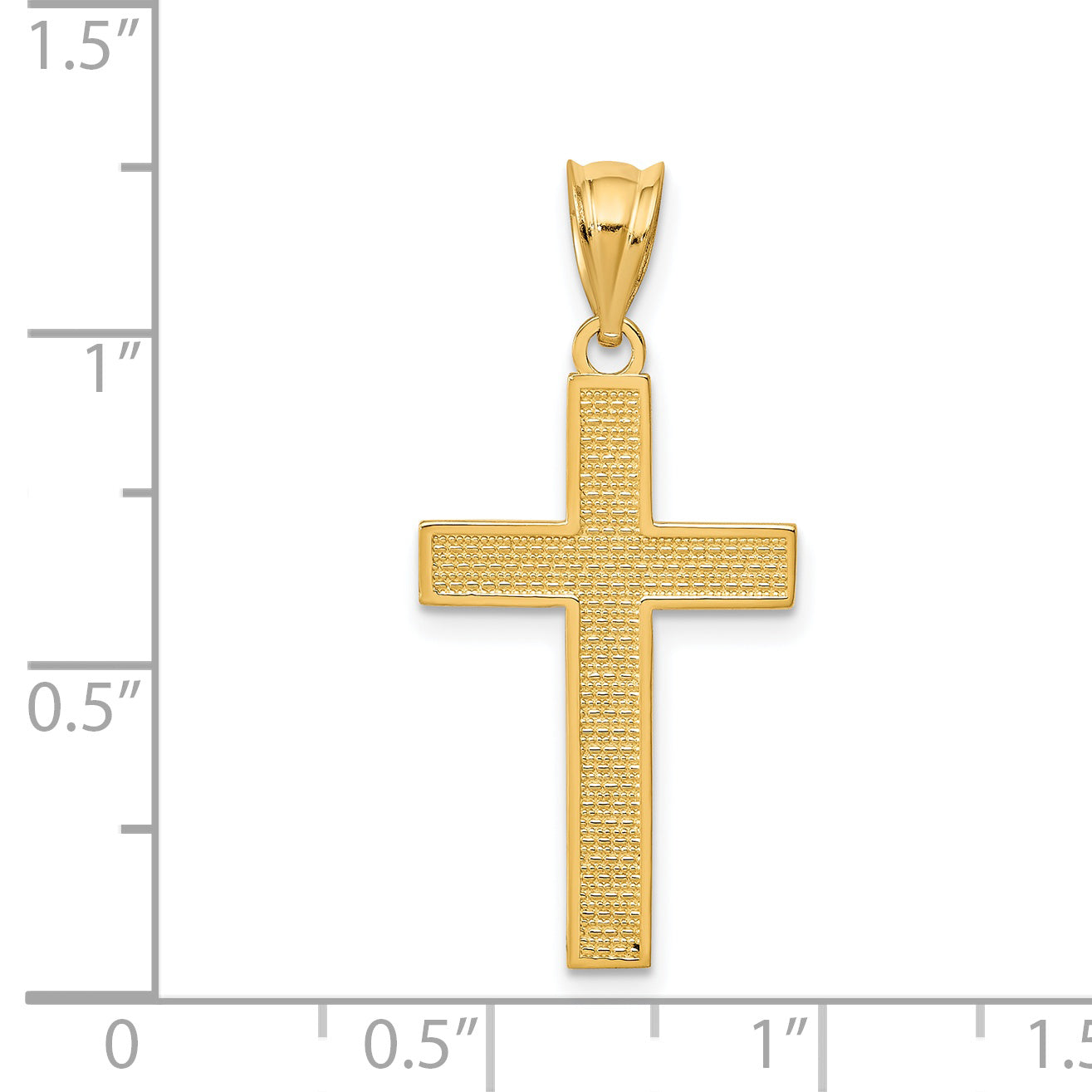 14K Gold Cross Pendant with Textured Back and Polished Finish  Timeless Elegance