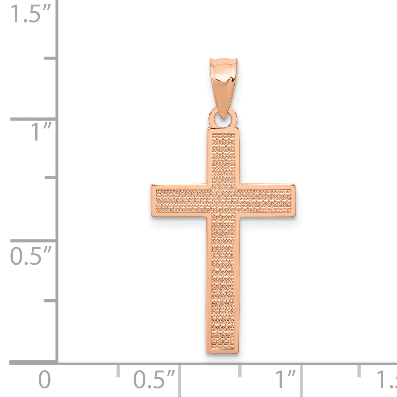 **14K Rose Gold Cross Pendant with Polished Finish and Textured Back Elegant and Timeless Design**