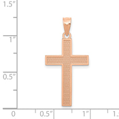 **14K Rose Gold Cross Pendant with Polished Finish and Textured Back Elegant and Timeless Design**