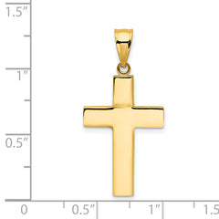 **14K Gold Hollow Cross Pendant with Polished Finish  Elegant Faith Symbol**