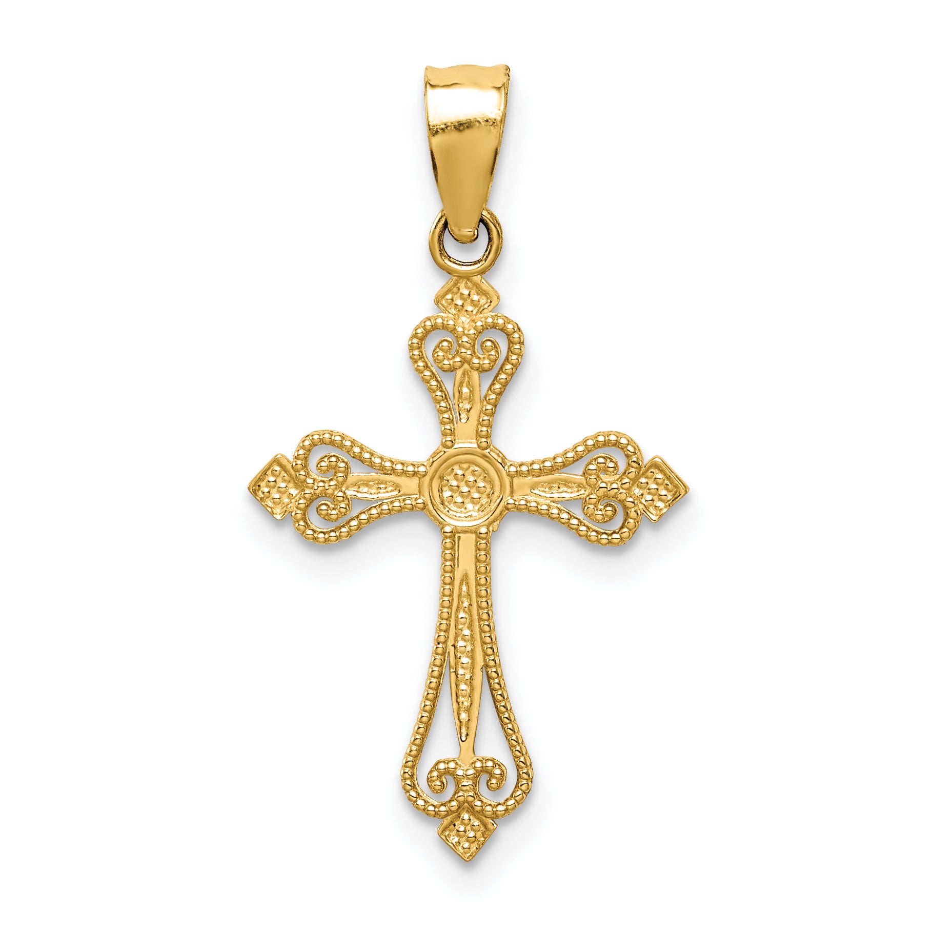 14k Mini Budded Cross Pendant