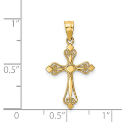 14k Mini Budded Cross Pendant