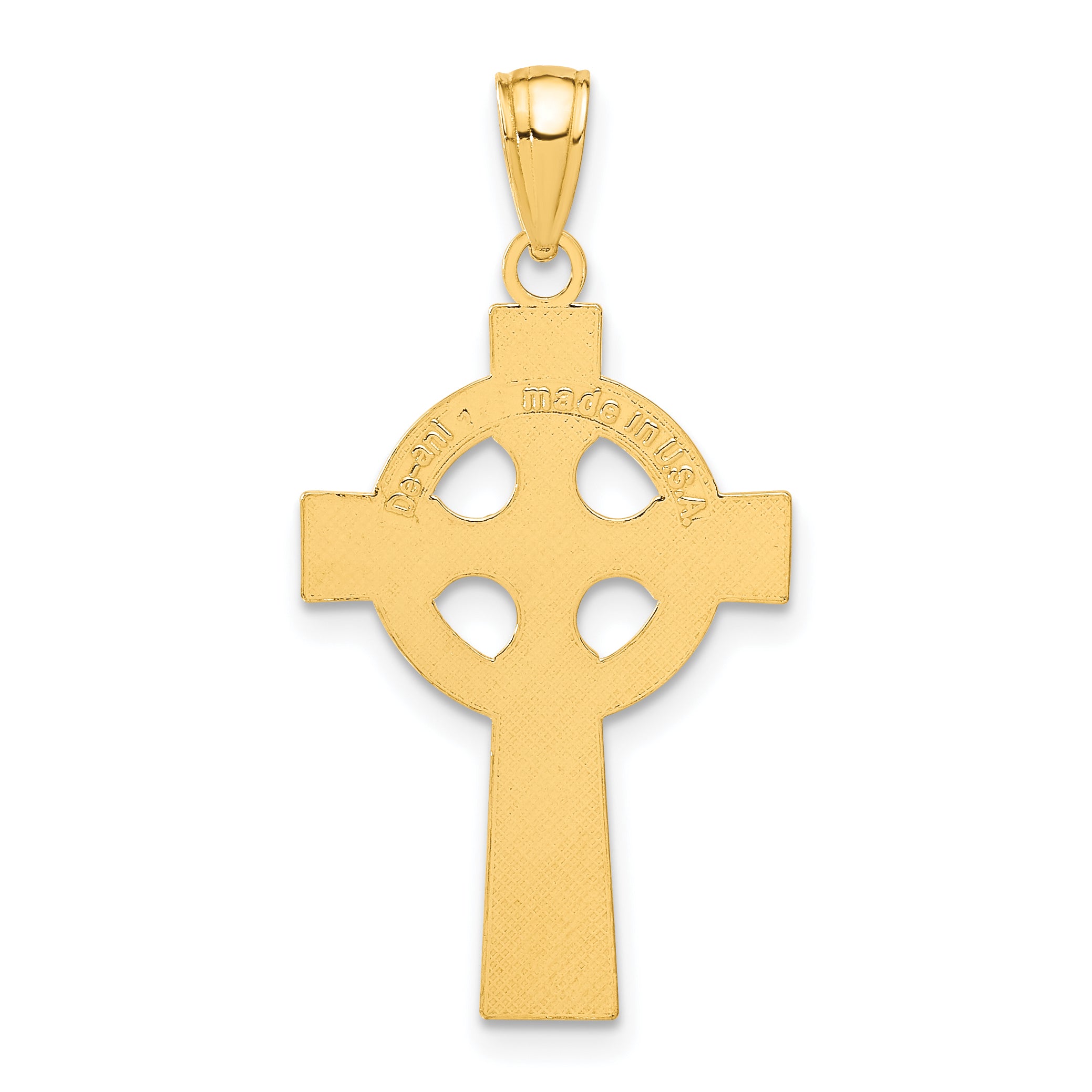 14K Gold Celtic Cross Pendant with Polished Finish  Elegant and Solid Design