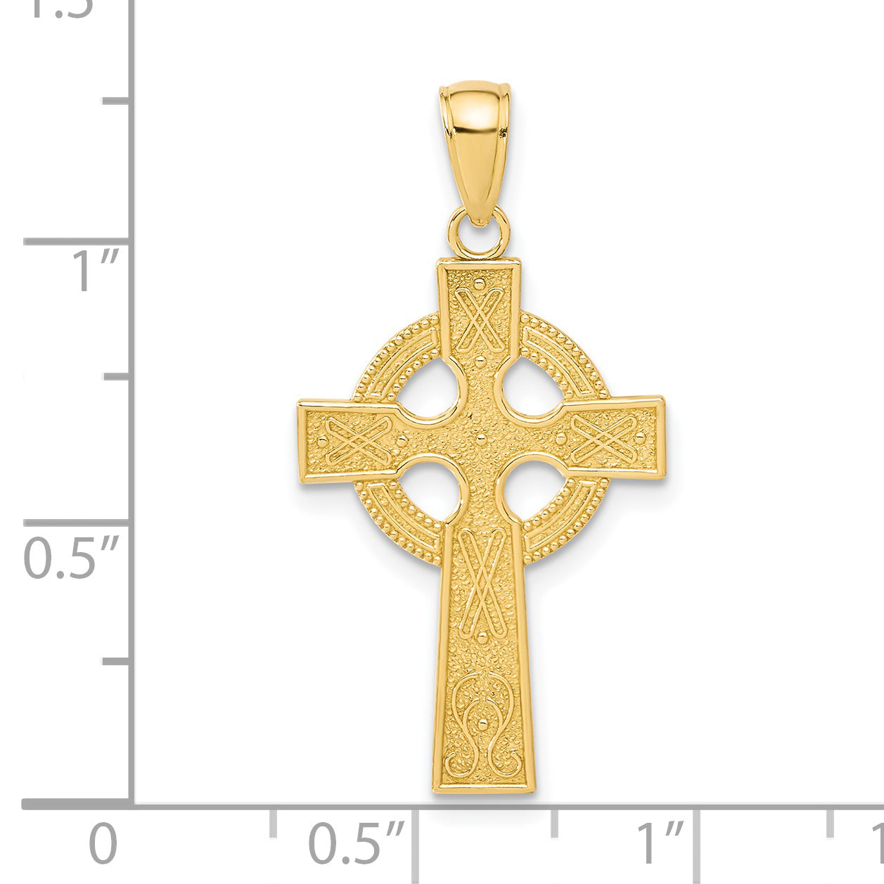 14K Gold Celtic Cross Pendant with Polished Finish  Elegant and Solid Design