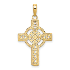 14K Gold Diamond-Cut Celtic Cross Pendant with Polished Finish