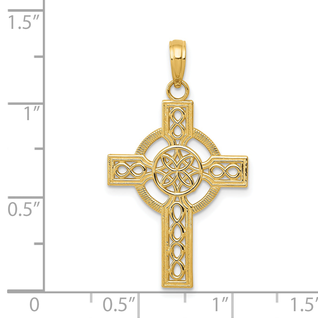 14K Gold Diamond-Cut Celtic Cross Pendant with Polished Finish