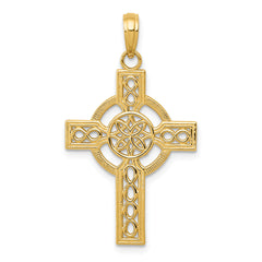 14k Diamond-cut Celtic Cross Pendant