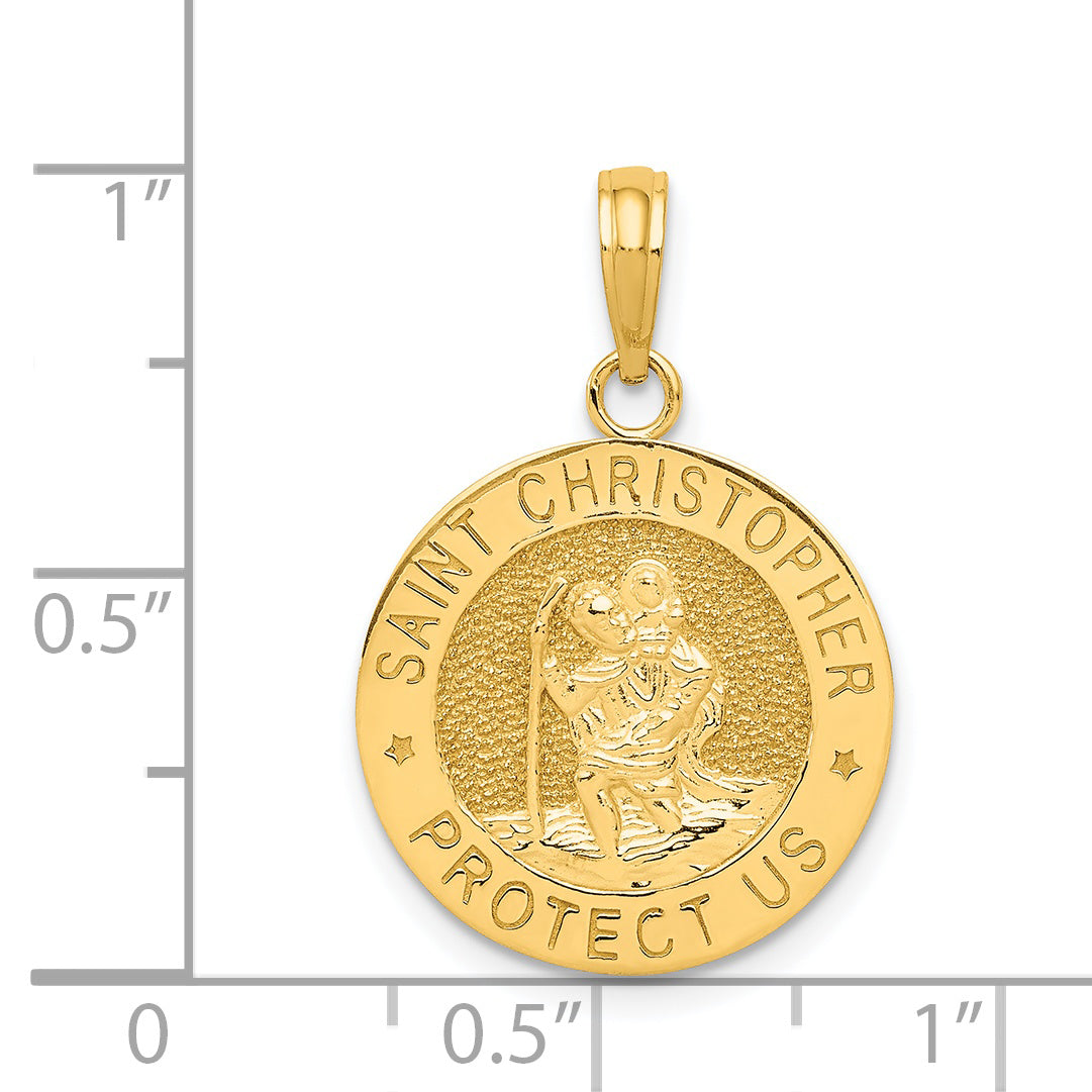 14K Gold Saint Christopher Medal Pendant with Polished Finish