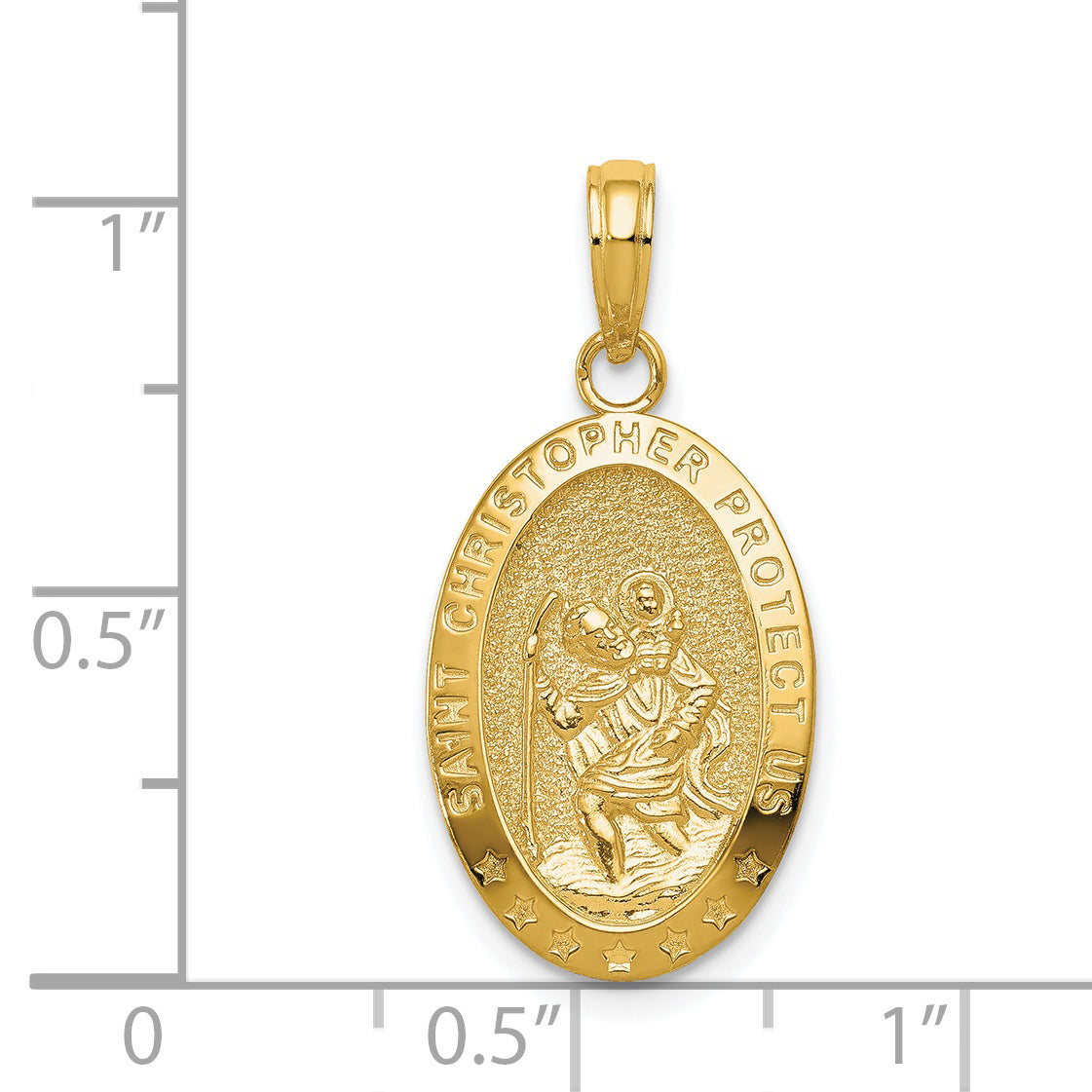 14K Gold Saint Christopher Medal Pendant with Polished Finish