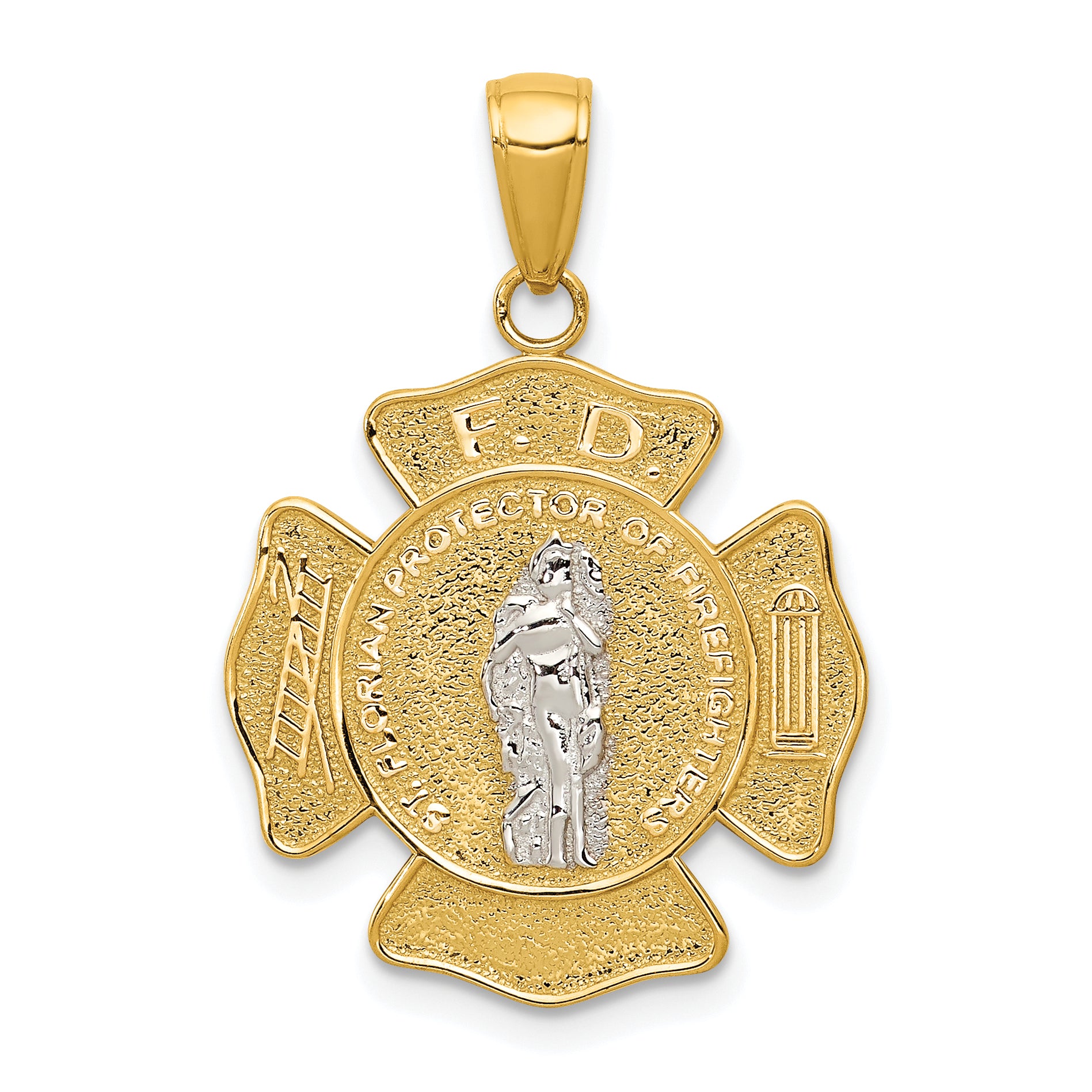 14k Two-tone Saint Florian Medal Pendant