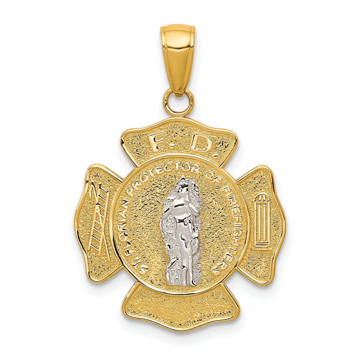 14k Two-tone Saint Florian Medal Pendant