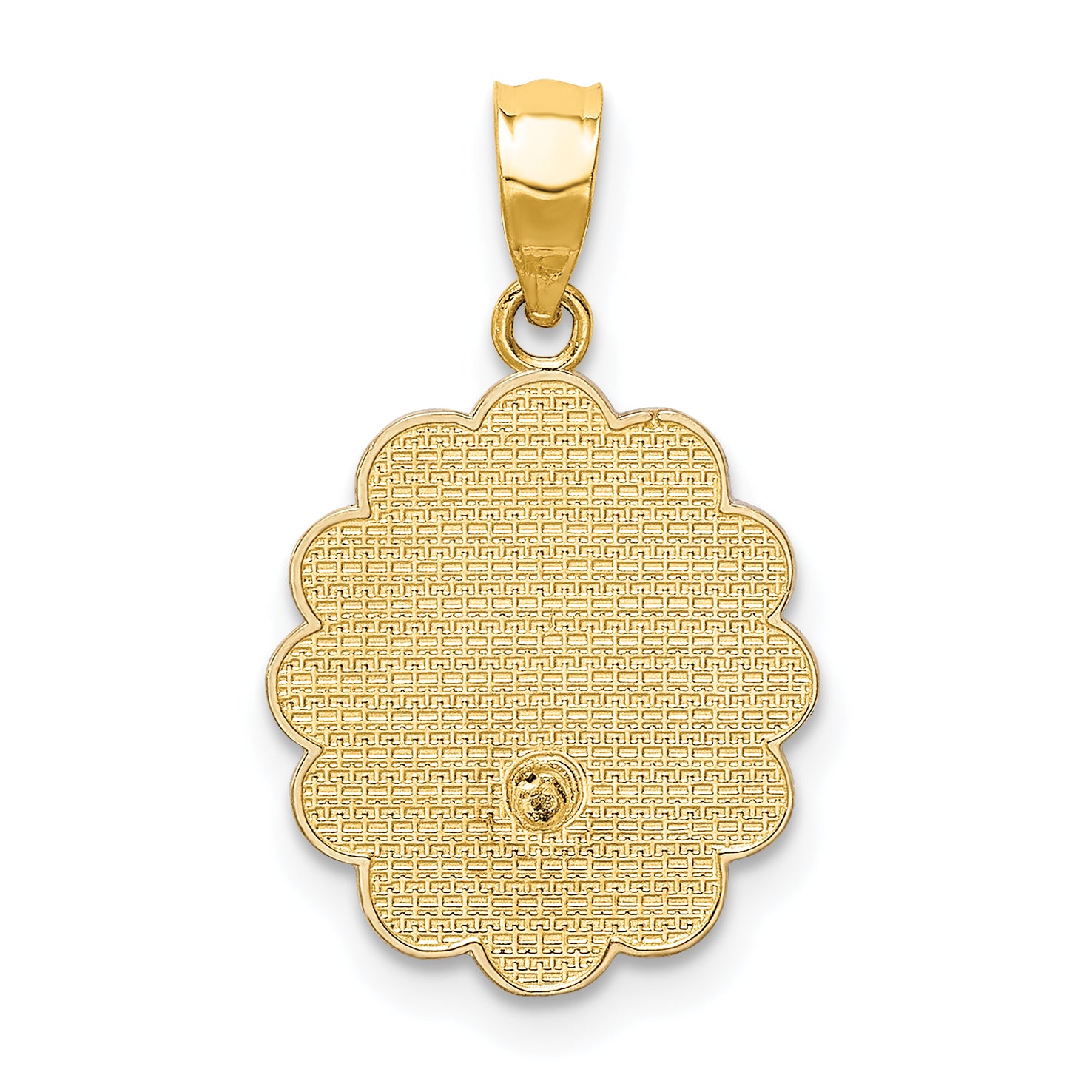 14K Two-Tone Gold Baptism Pendant with Rhodium Accent Solid Design