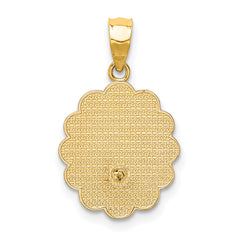 14K Two-Tone Gold Baptism Pendant with Rhodium Accent Solid Design