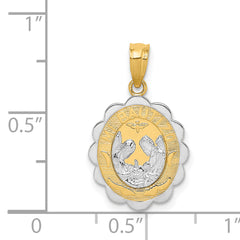 14K Two-Tone Gold Baptism Pendant with Rhodium Accent Solid Design