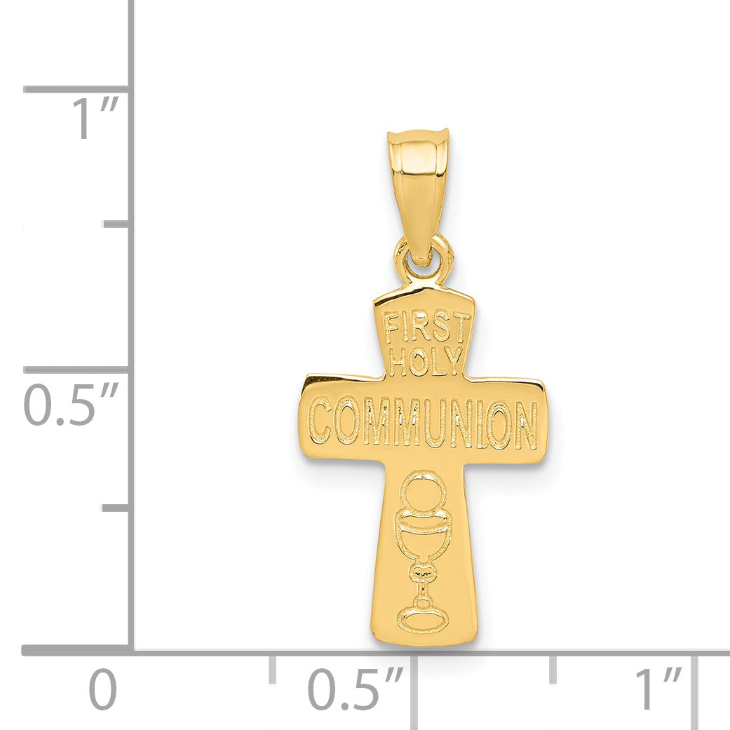 14K Gold First Holy Communion Cross Pendant  Solid Cast, Elegant Design