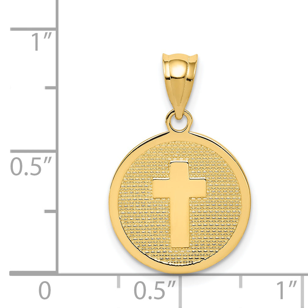 14K Reversible Cross and GOD BLESS Charm