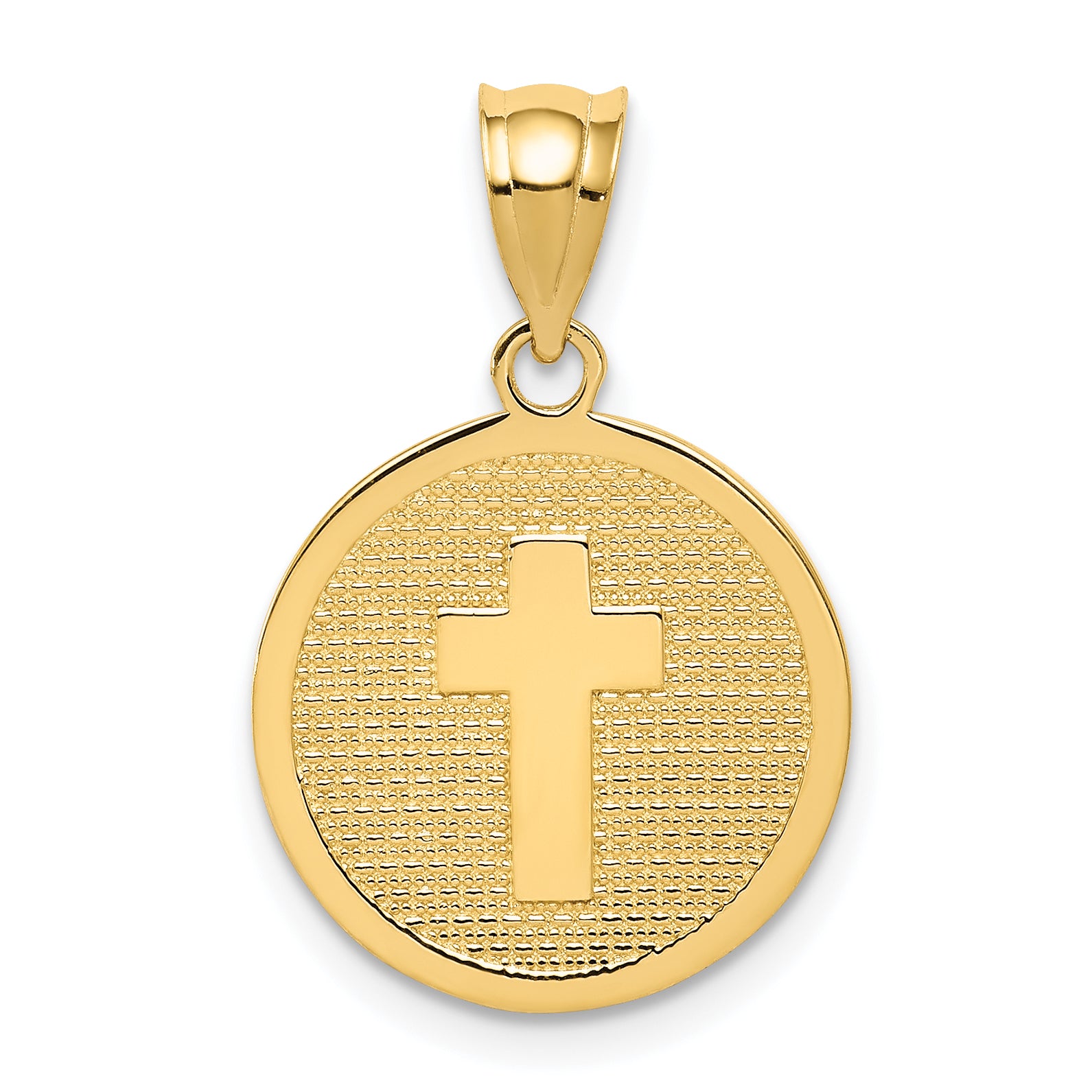 14K Reversible Cross and GOD BLESS Charm