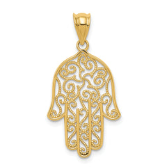 14k Filigree Hamsa Pendant