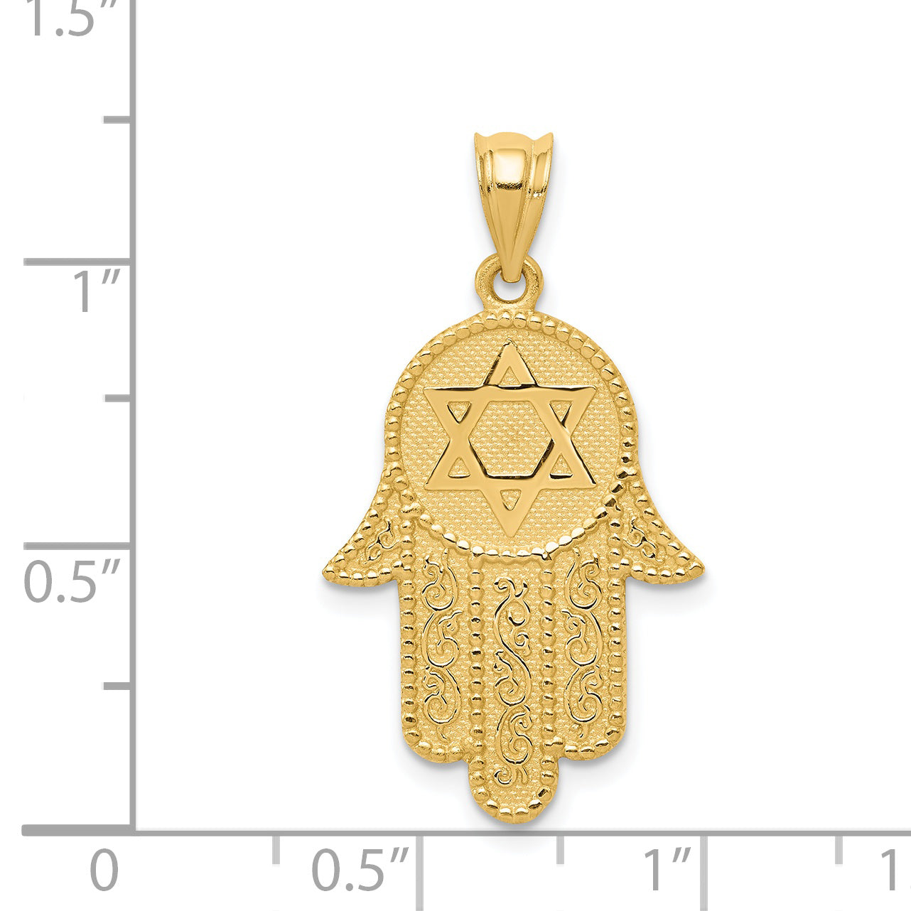 14K Gold Hamsa with Star of David Charm Solid, Casted, Elegant Design