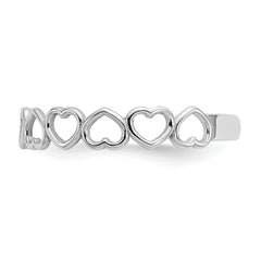 14k White Gold Polished Cut Out Hearts Toe Ring