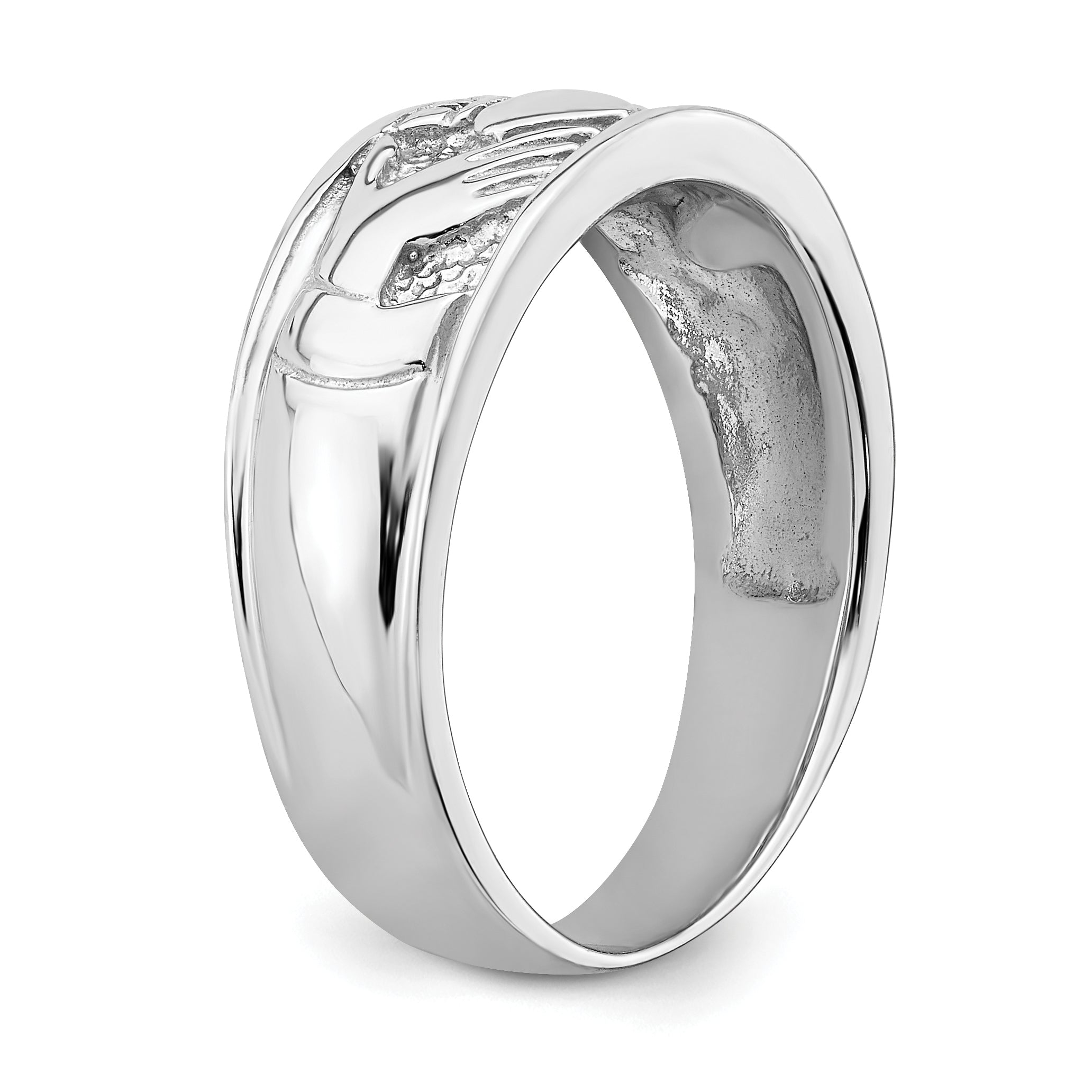 14k White Gold Ladies Polished Claddagh Band