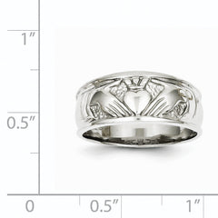 14k White Gold Ladies Polished Claddagh Band