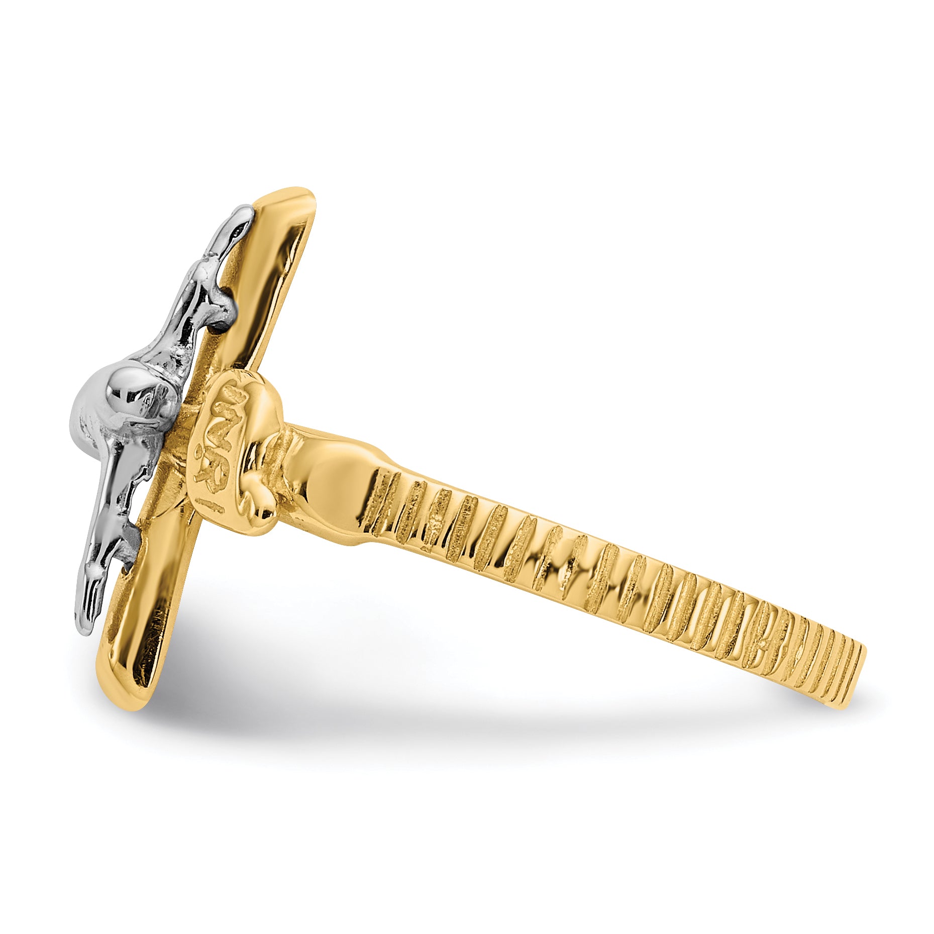 14k Two-tone Polished INRI Crucifix Ring