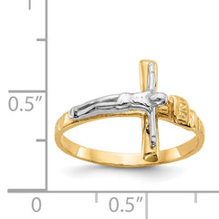 14k Two-tone Polished INRI Crucifix Ring