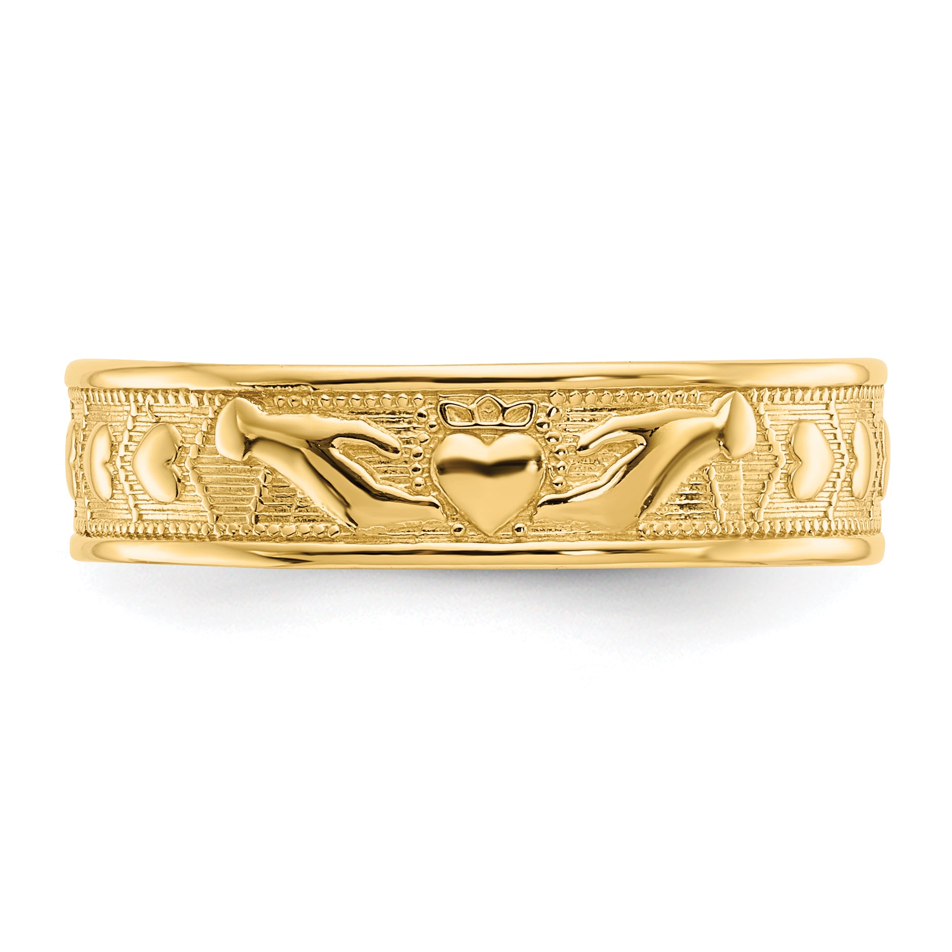 14k Polished Claddagh Band